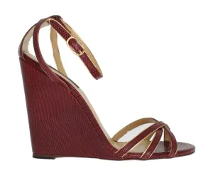 Bordeaux Leather Wedges Sandals