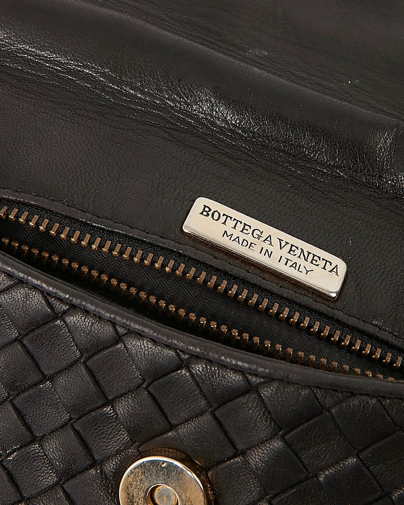 Bottega Veneta Black Intrecciato Leather Shoulder Bag