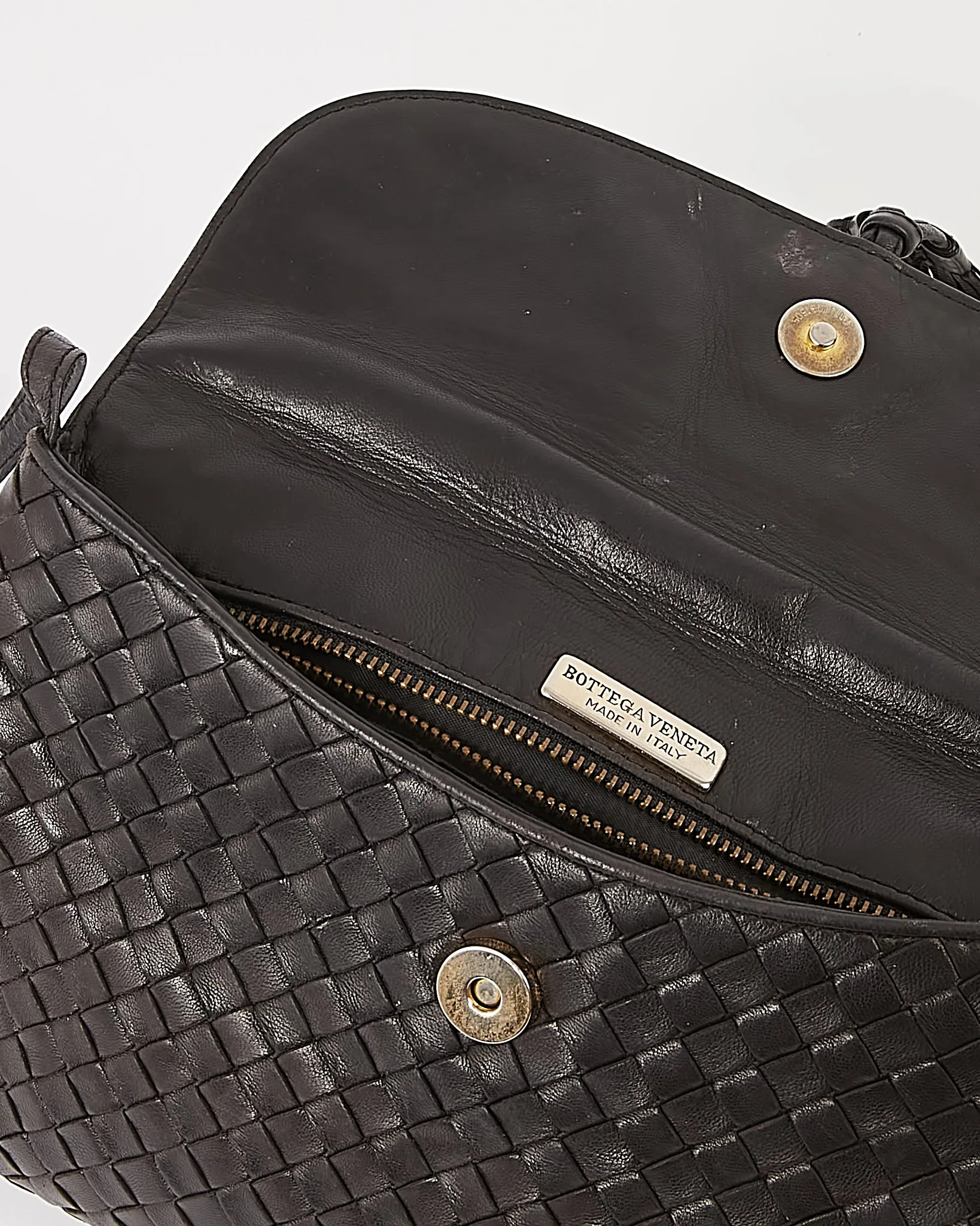 Bottega Veneta Black Intrecciato Leather Shoulder Bag