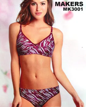 Bra Panty Sets by Makers - Soft Cotton Printed - Non Padded Bra Panty Sets - MK3001