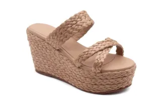 Braided Raffia Cross-Over Wedges