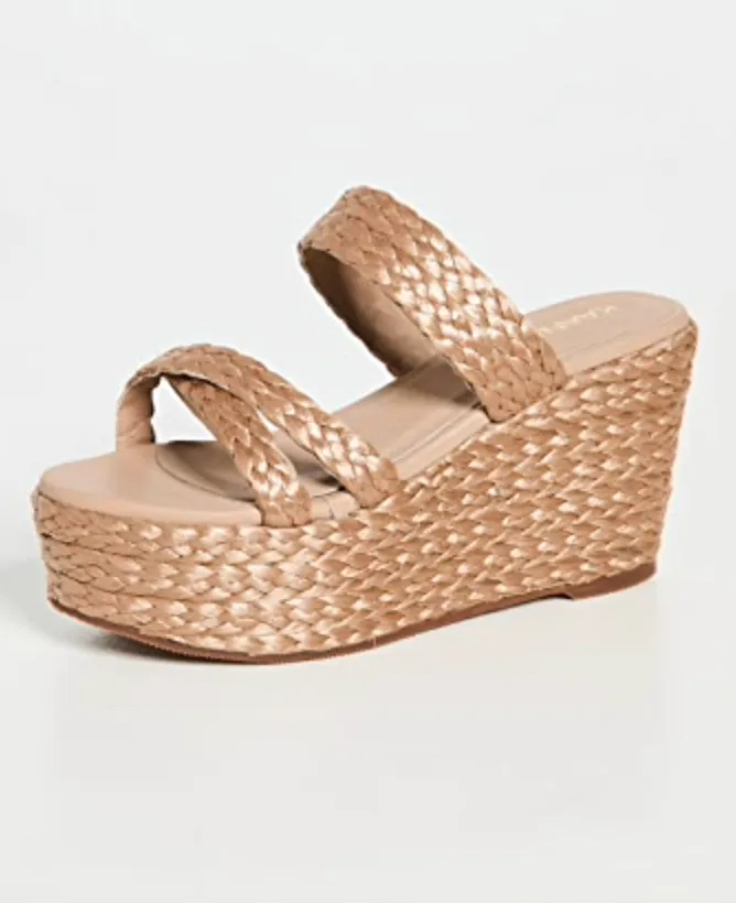 Braided Raffia Cross-Over Wedges