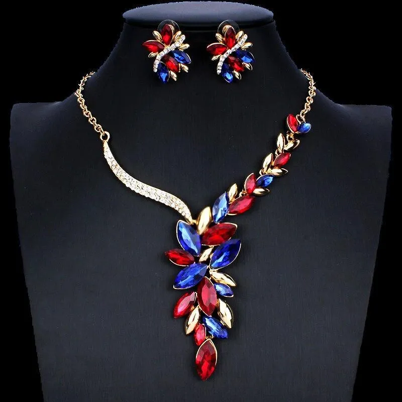 Bridal Jewellery Sets for Women Wedding Crystal Necklaces Earrings Sets Dresses Accessories