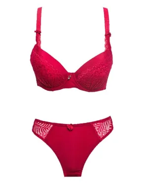 Bridal Red 801621 Single Padded Bra Panty Set - By Senselle