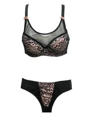 Bridal Skin & Black L801601 Single Padded Bra Panty Set - By Senselle