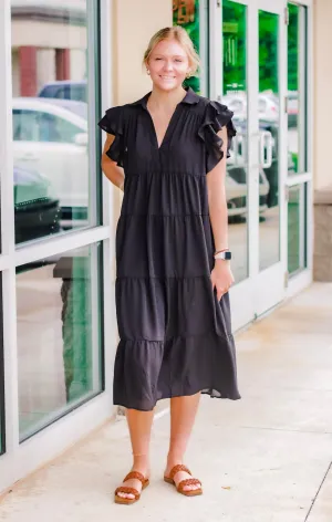 Bring It On Black Midi Dress