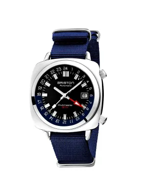 Briston Clubmaster GMT Traveler HMS Automatic Steel Black Dial Navy Blue Nato Strap 42mm