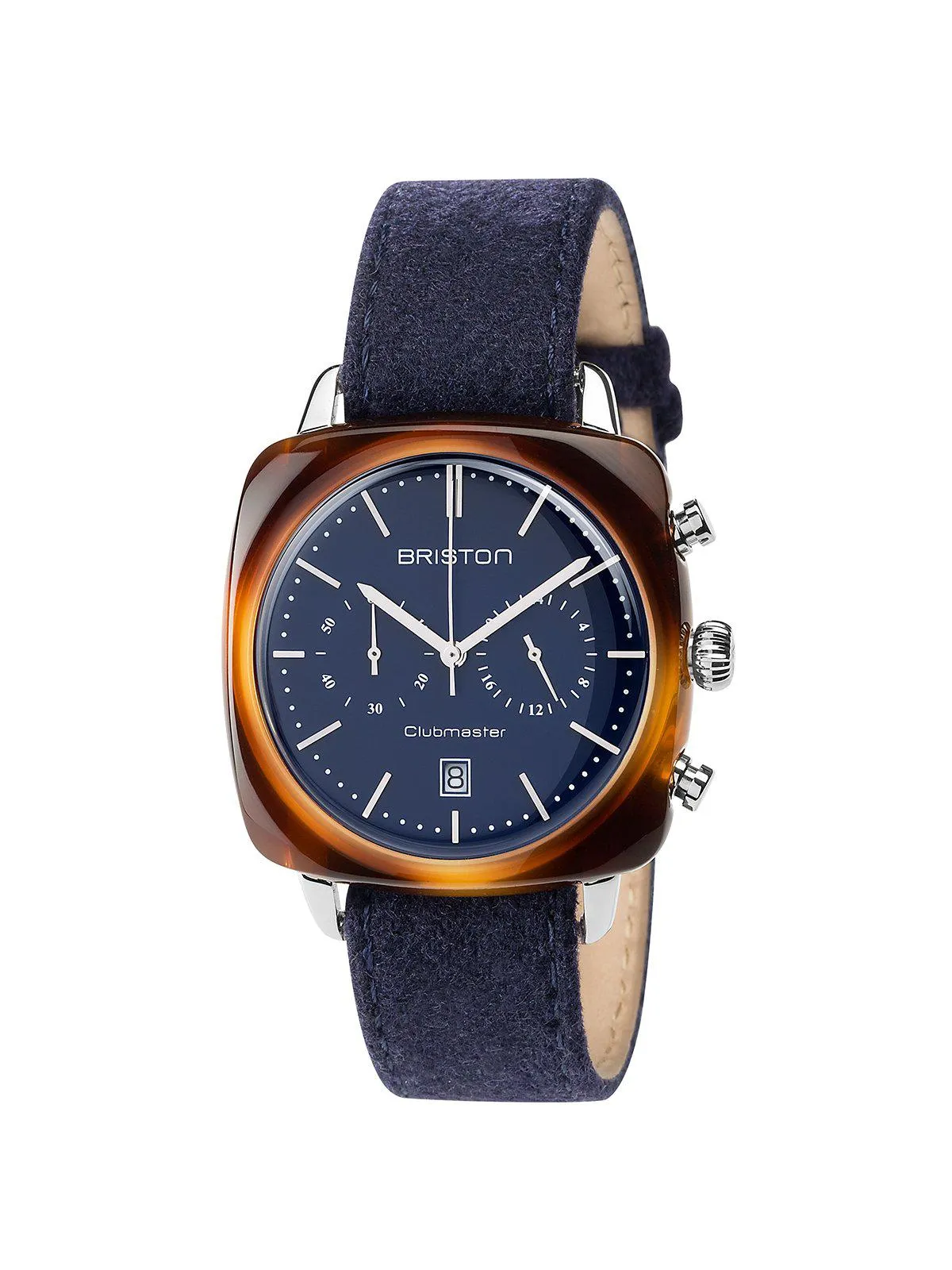 Briston Clubmaster Vintage Acetate Chronograph Tortoise Shell Blue Matt Dial 40mm