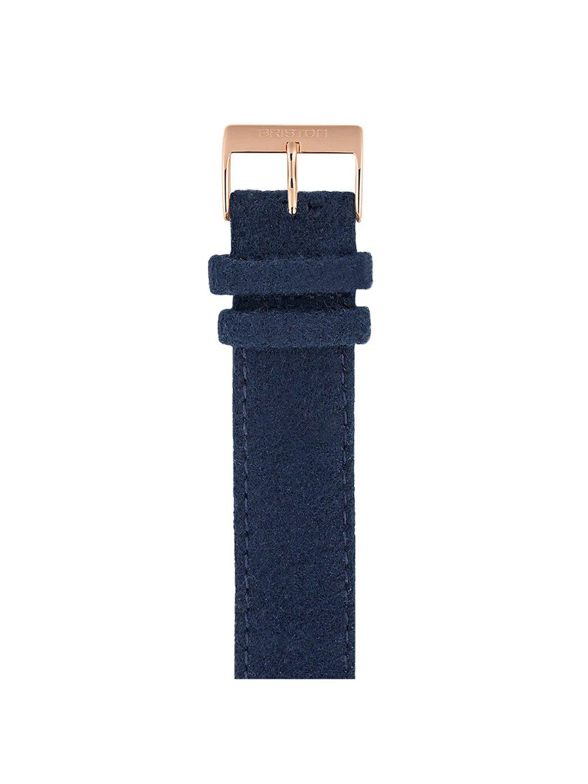 Briston Leather Flannel Strap Navy Blue Rose Gold 20mm