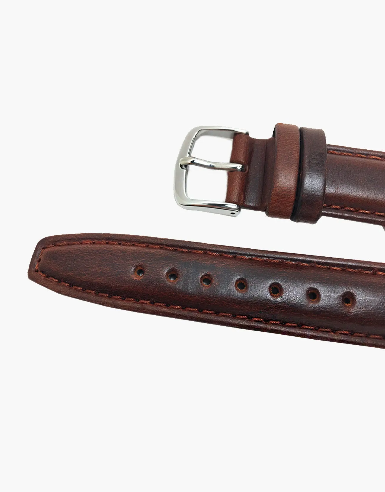 Brown-Black Short Hadley-Roma MS881 Italian Calfskin Oil tanned leather watch bands