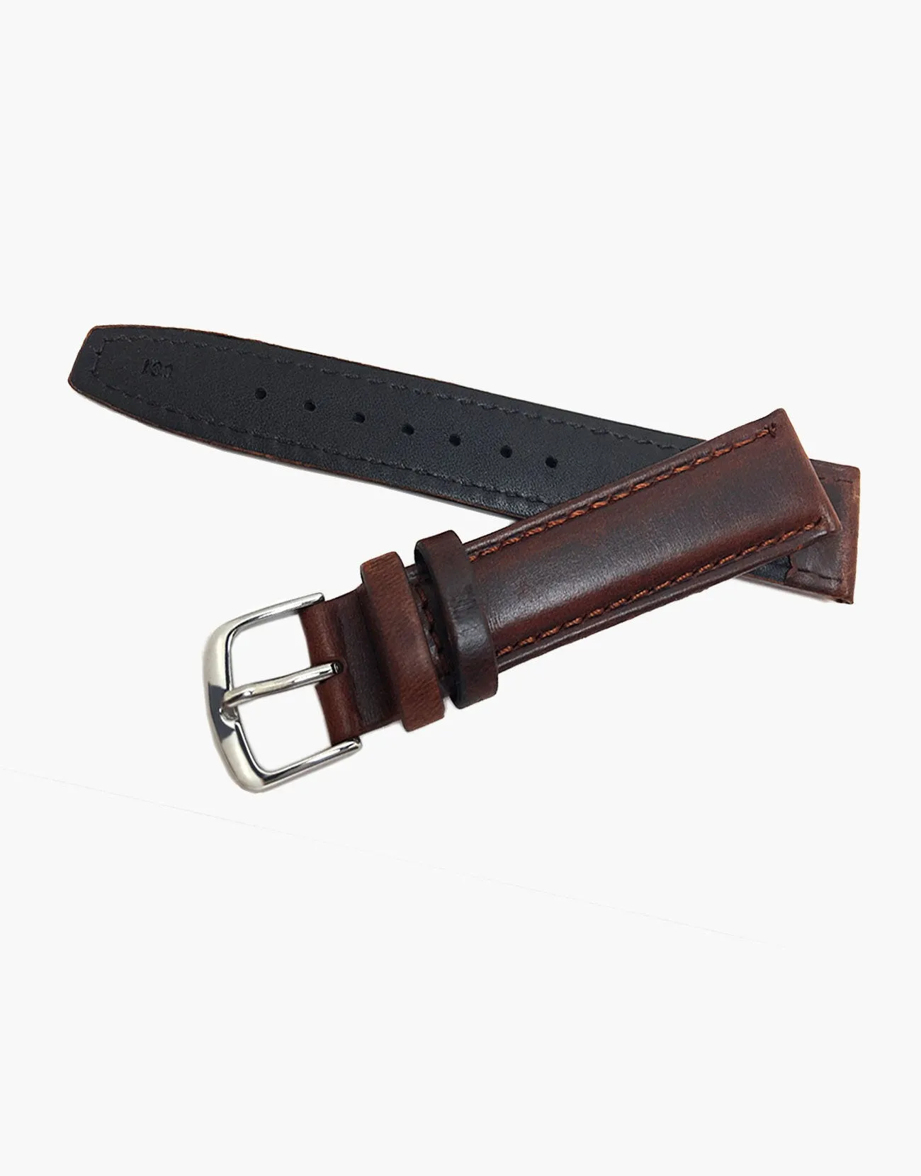 Brown-Black Short Hadley-Roma MS881 Italian Calfskin Oil tanned leather watch bands