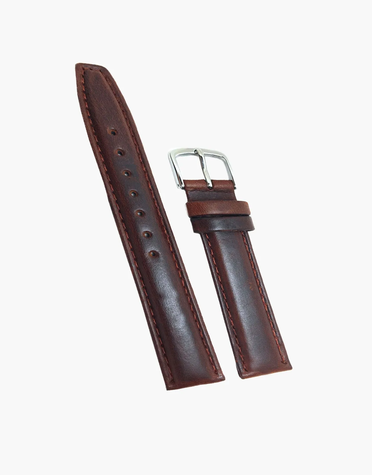 Brown-Black Short Hadley-Roma MS881 Italian Calfskin Oil tanned leather watch bands