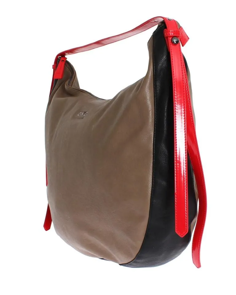 Brown leather hobo bag
