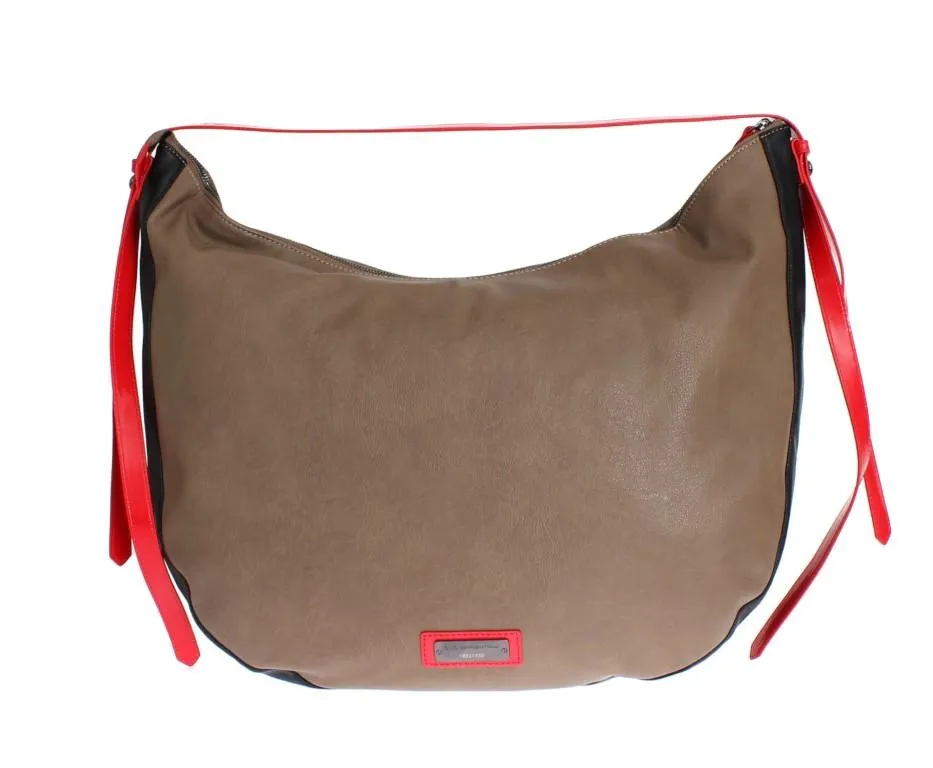 Brown leather hobo bag