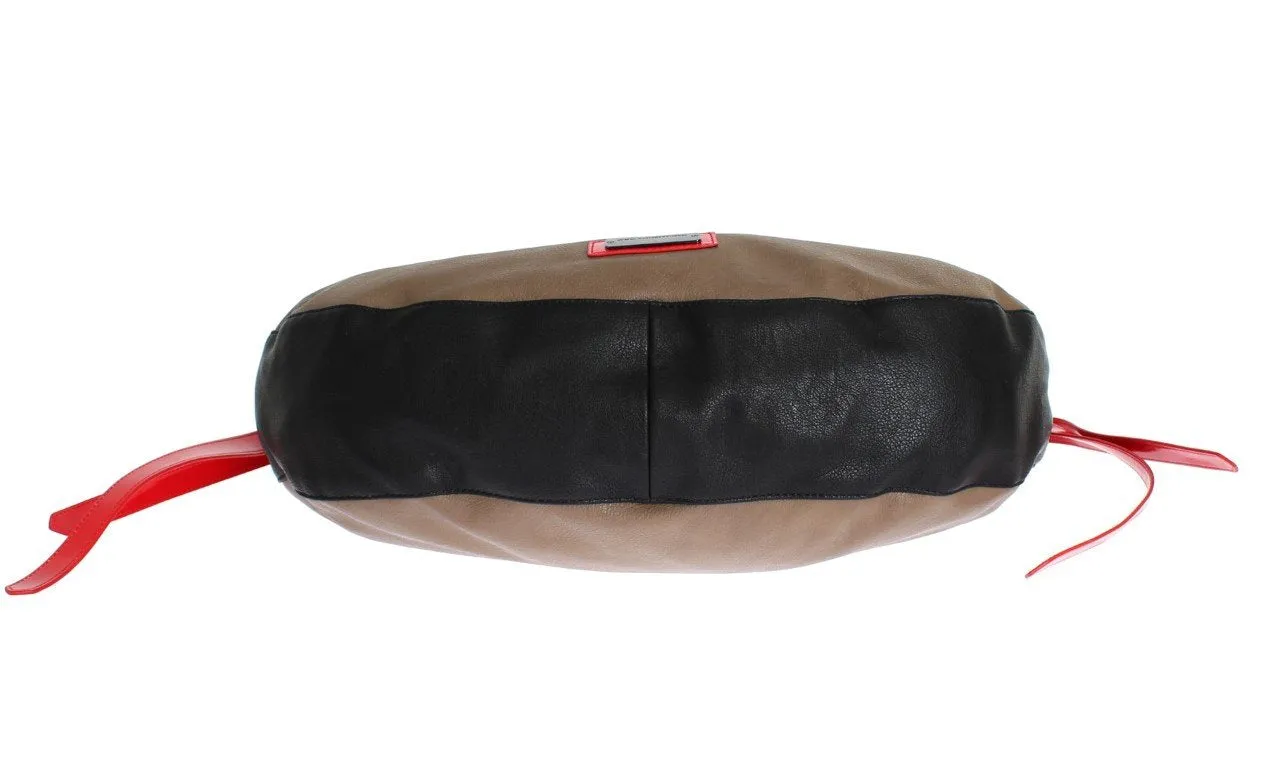 Brown leather hobo bag