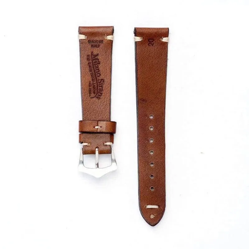 Brown Leather Vintage Watch Strap - Brown