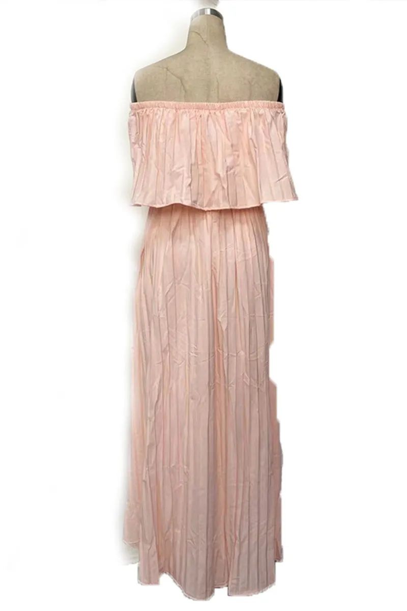 BT3042 Off Shoulder Pleats Dress