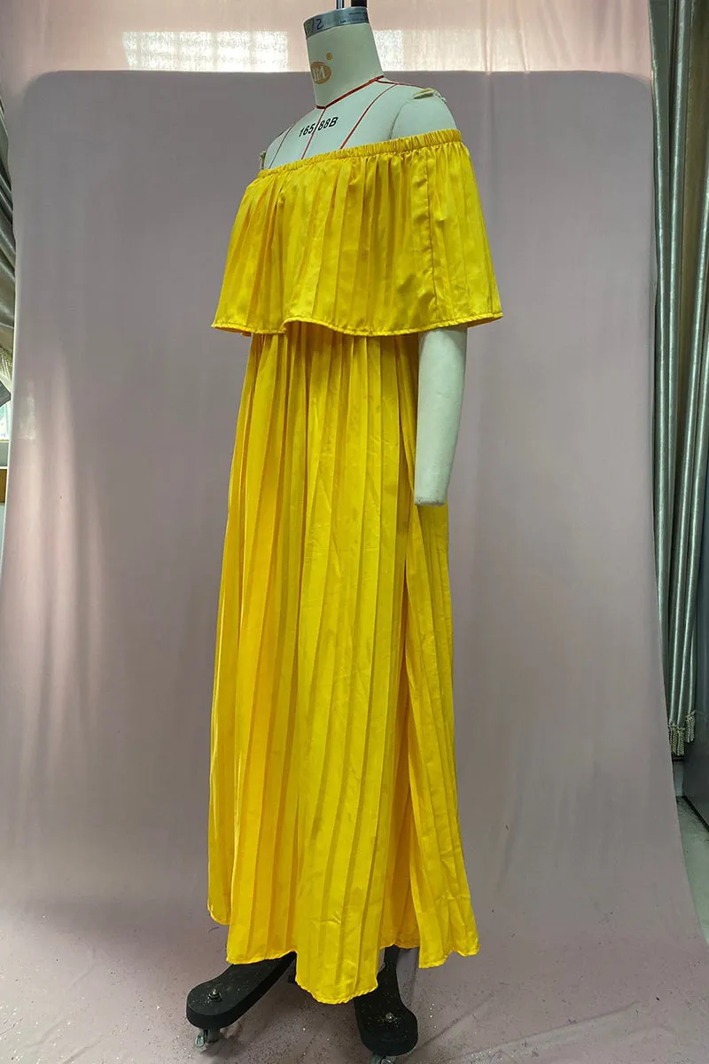 BT3042 Off Shoulder Pleats Dress