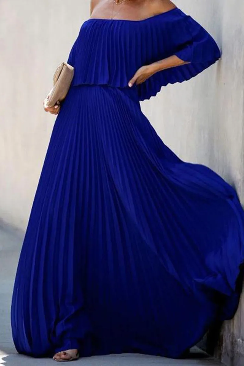 BT3042 Off Shoulder Pleats Dress