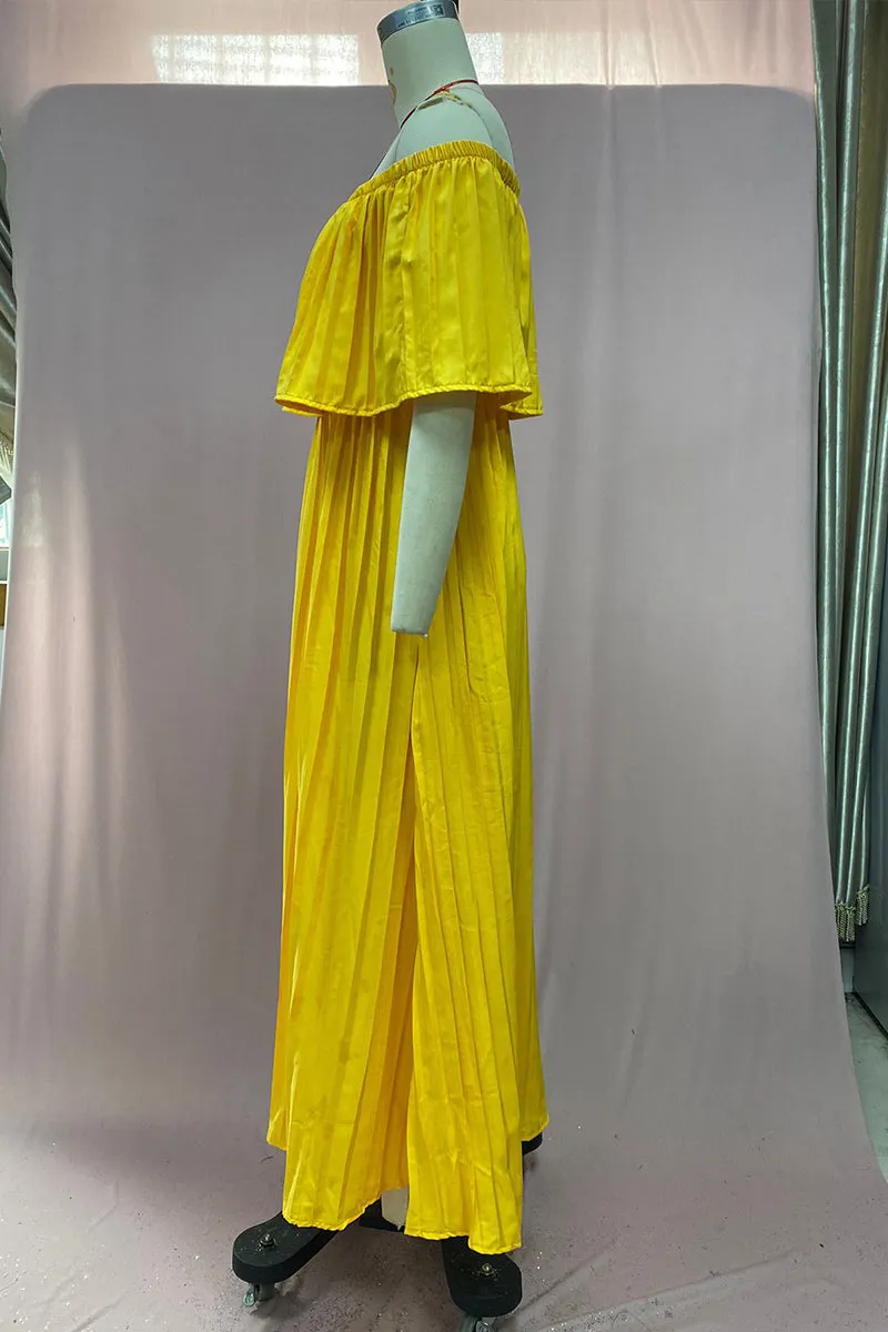 BT3042 Off Shoulder Pleats Dress