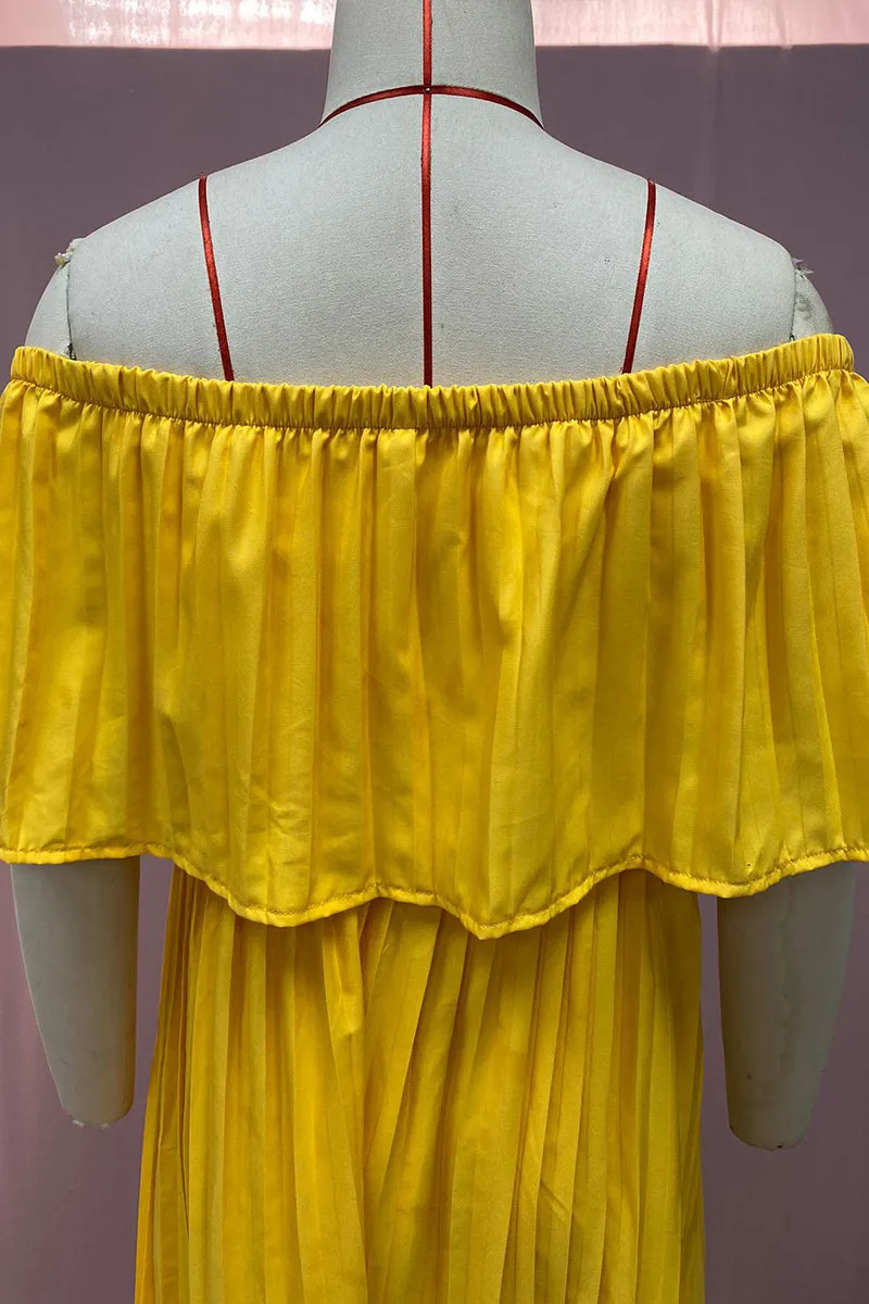 BT3042 Off Shoulder Pleats Dress
