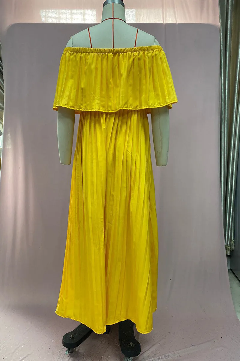 BT3042 Off Shoulder Pleats Dress