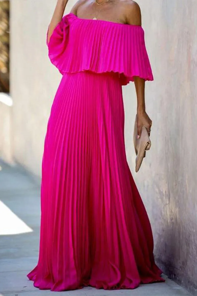 BT3042 Off Shoulder Pleats Dress