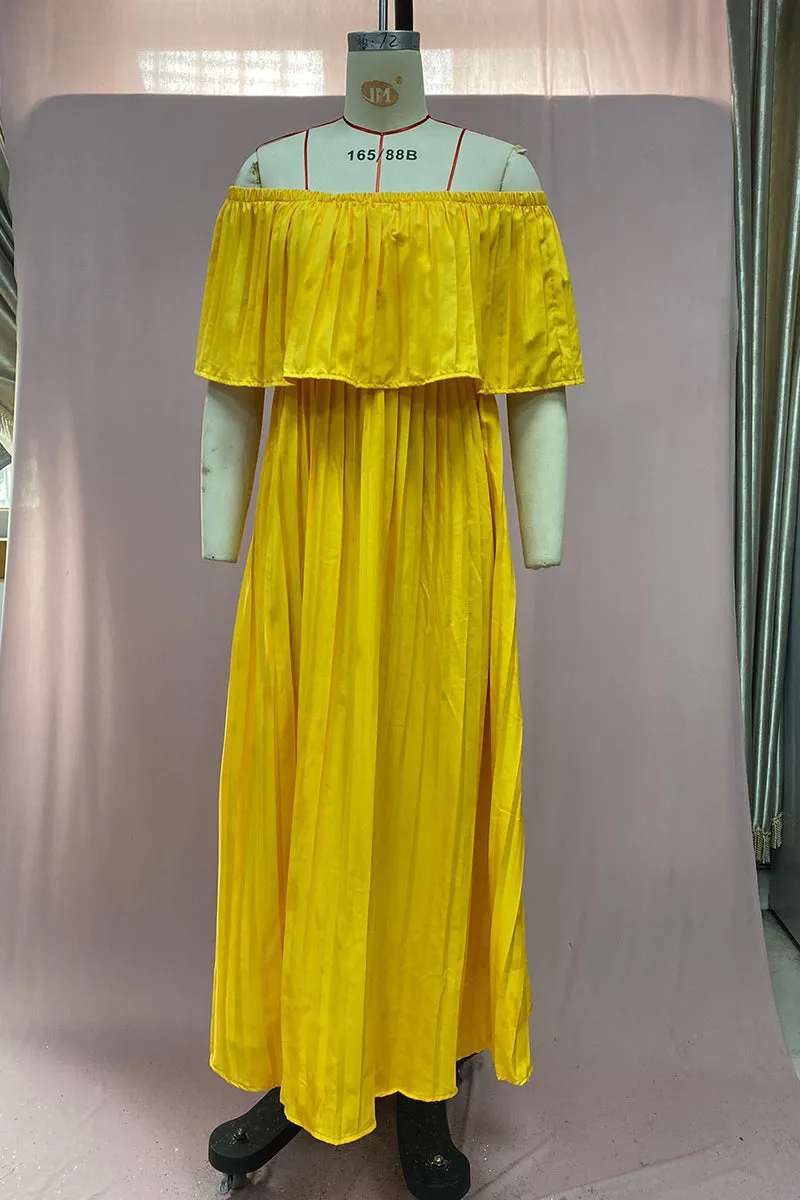 BT3042 Off Shoulder Pleats Dress