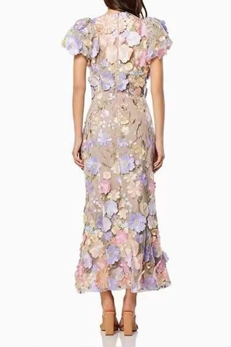 BT3055 Flower Embroidery Party Dress