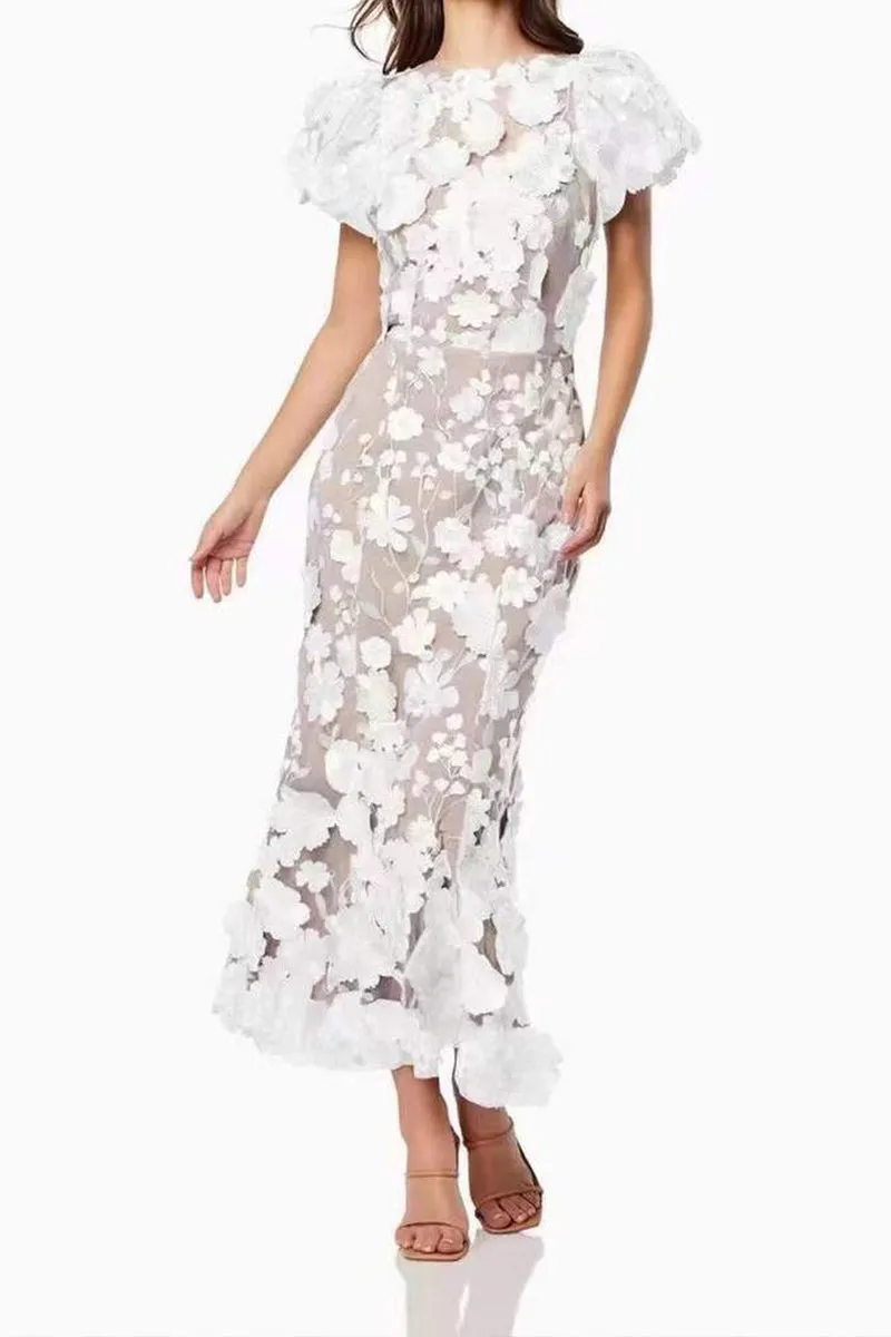 BT3055 Flower Embroidery Party Dress