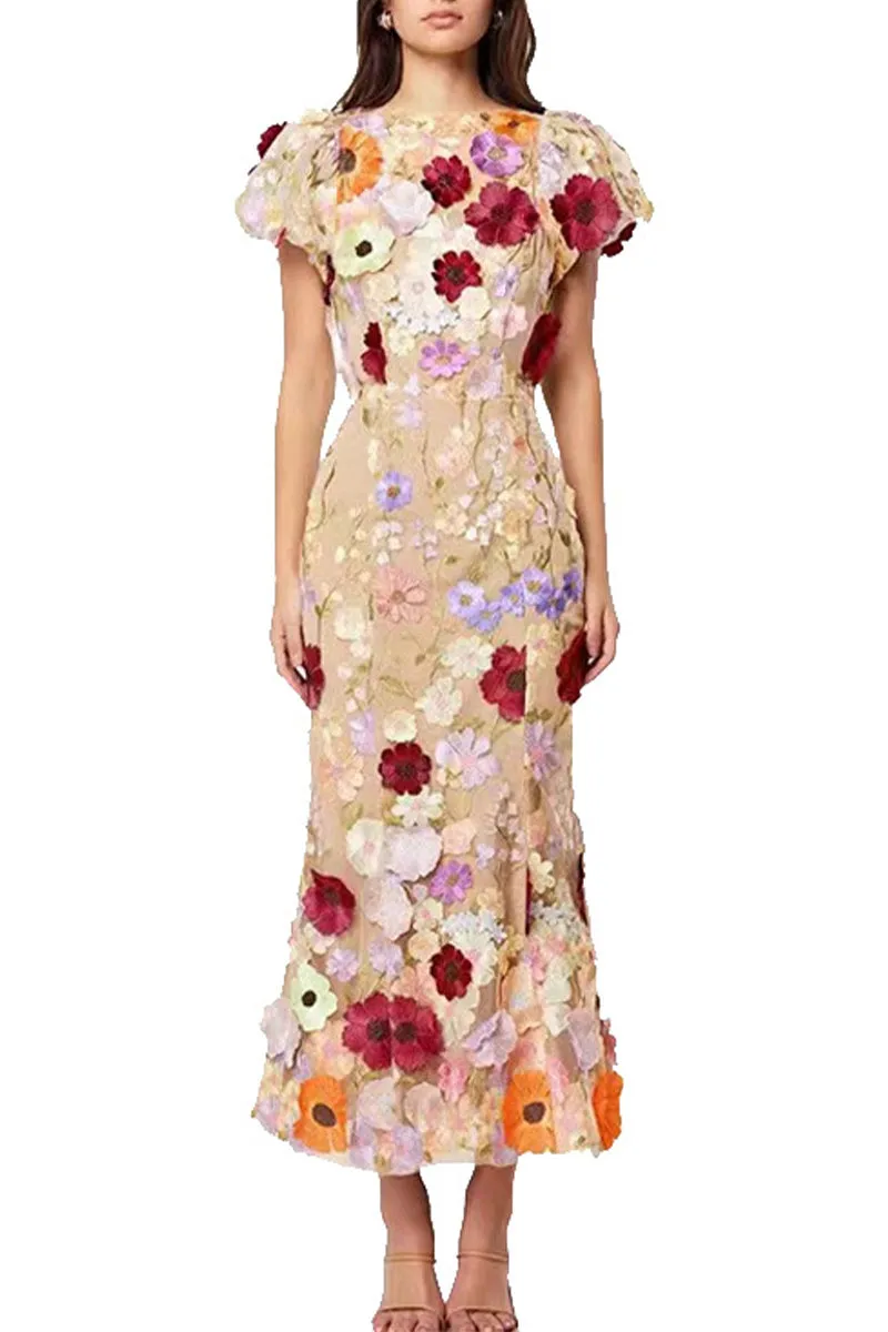 BT3055 Flower Embroidery Party Dress