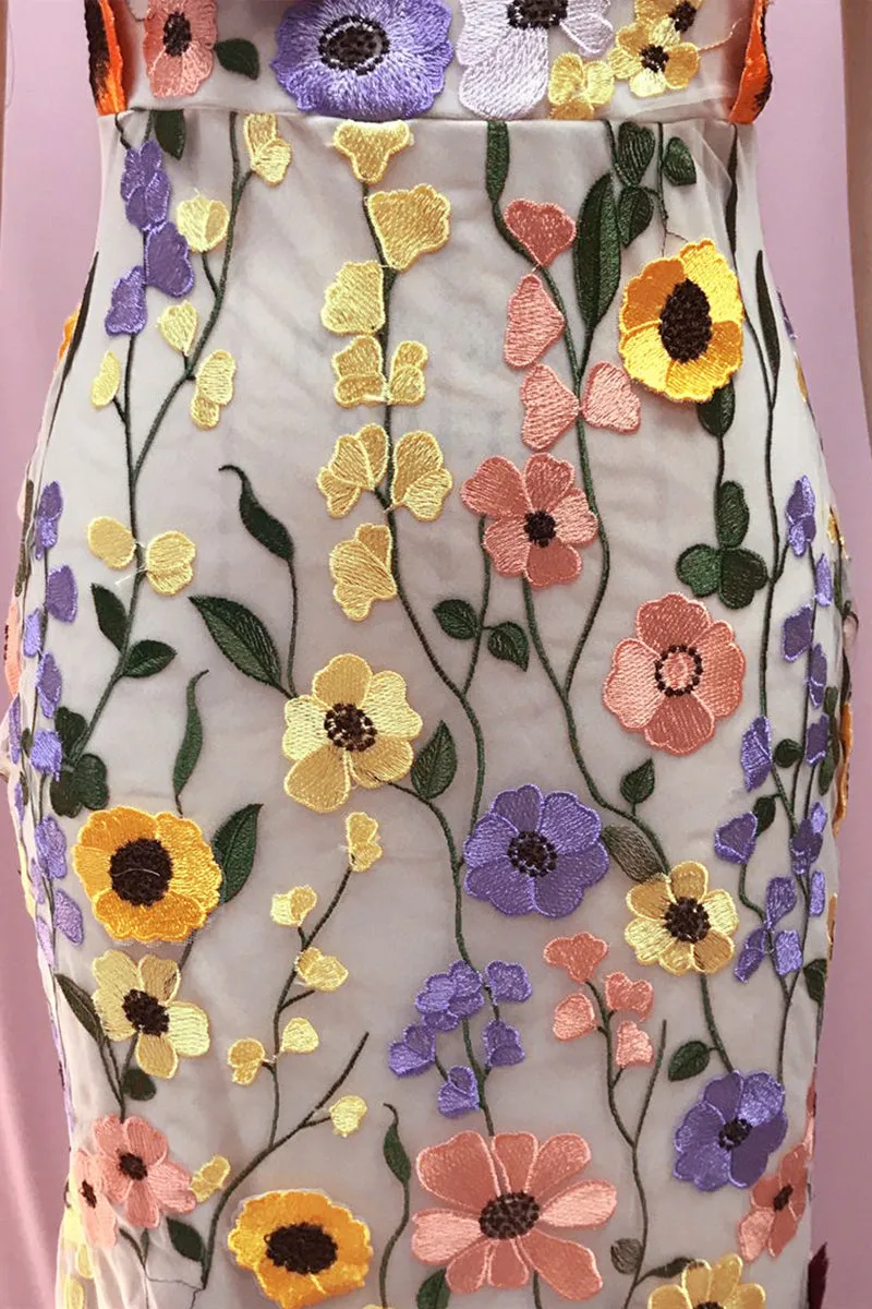 BT3055 Flower Embroidery Party Dress