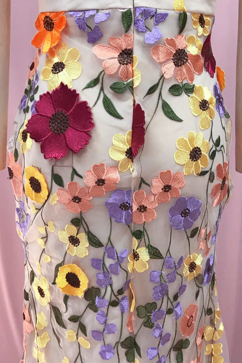 BT3055 Flower Embroidery Party Dress