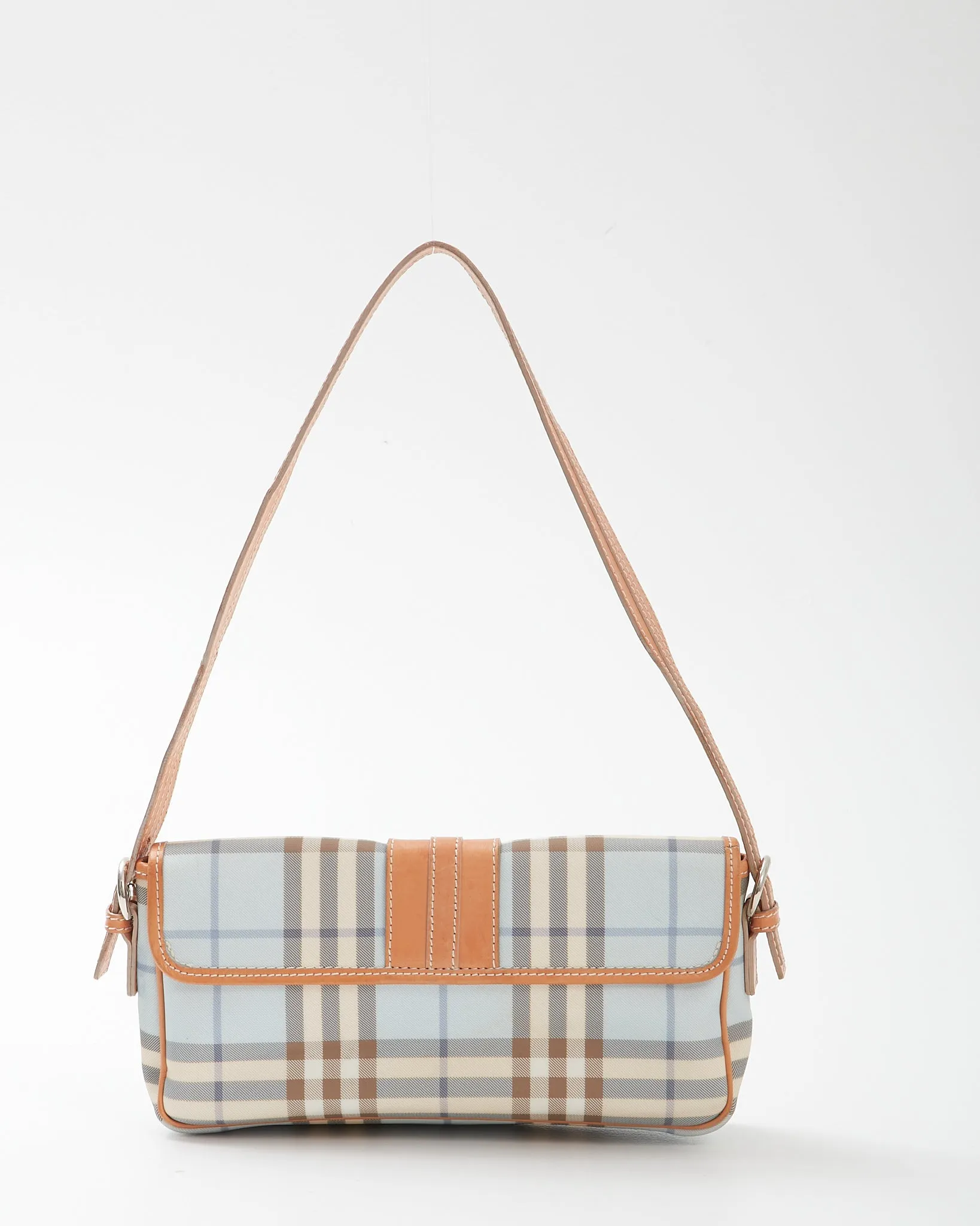 Burberry Baby Blue Nova Check Coated Canvas Buckle Shoulder Bag