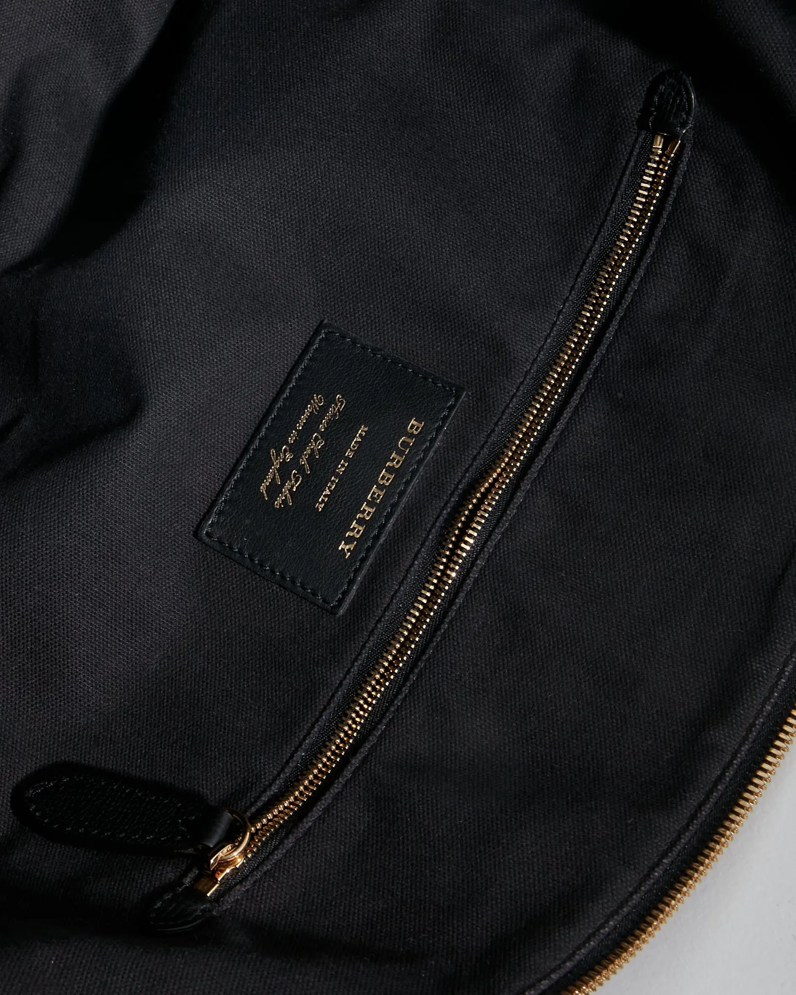 Burberry Black Leather & Canvas Tote Zipper Bag
