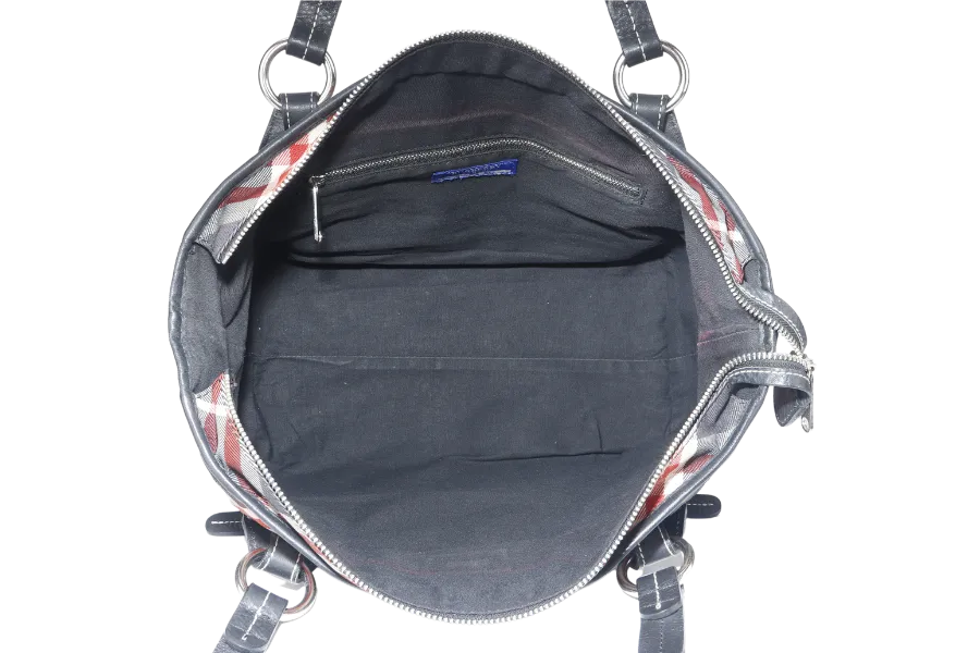 BURBERRY BLUE LABEL RED & BLUE CHECK ZIPPY TOTE BAG ZAE05-110-07 WITH DUST COVER