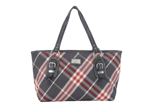 BURBERRY BLUE LABEL RED & BLUE CHECK ZIPPY TOTE BAG ZAE05-110-07 WITH DUST COVER