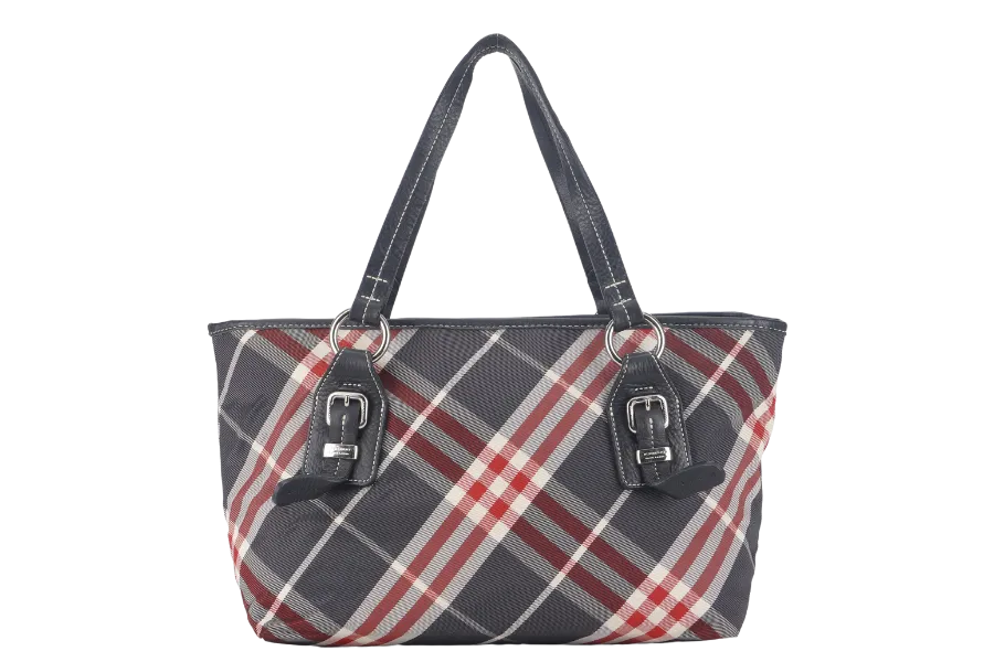 BURBERRY BLUE LABEL RED & BLUE CHECK ZIPPY TOTE BAG ZAE05-110-07 WITH DUST COVER
