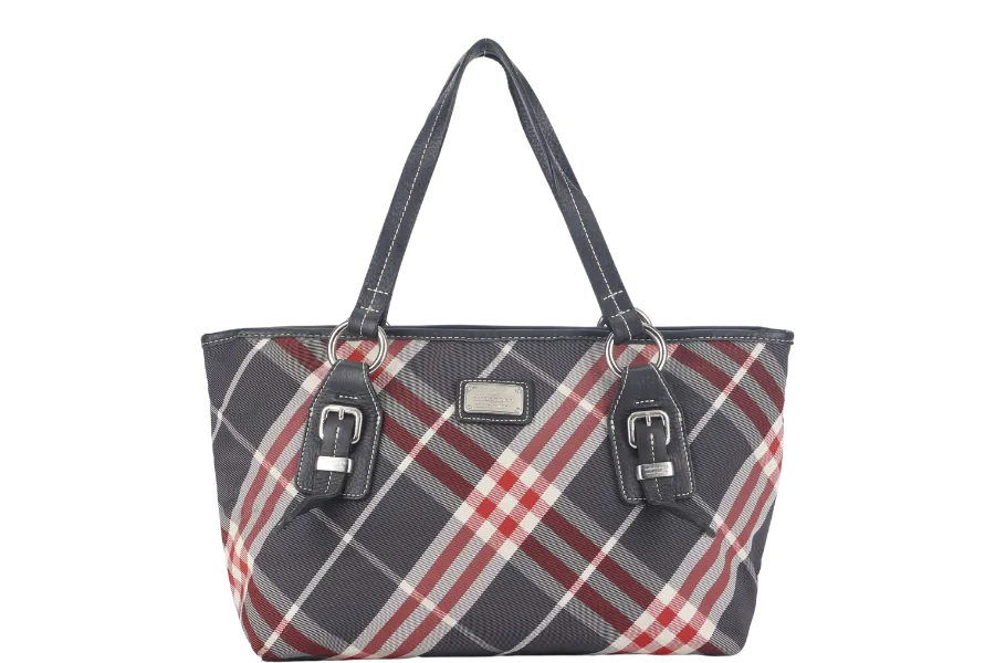 BURBERRY BLUE LABEL RED & BLUE CHECK ZIPPY TOTE BAG ZAE05-110-07 WITH DUST COVER