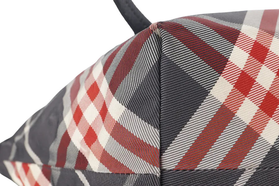 BURBERRY BLUE LABEL RED & BLUE CHECK ZIPPY TOTE BAG ZAE05-110-07 WITH DUST COVER