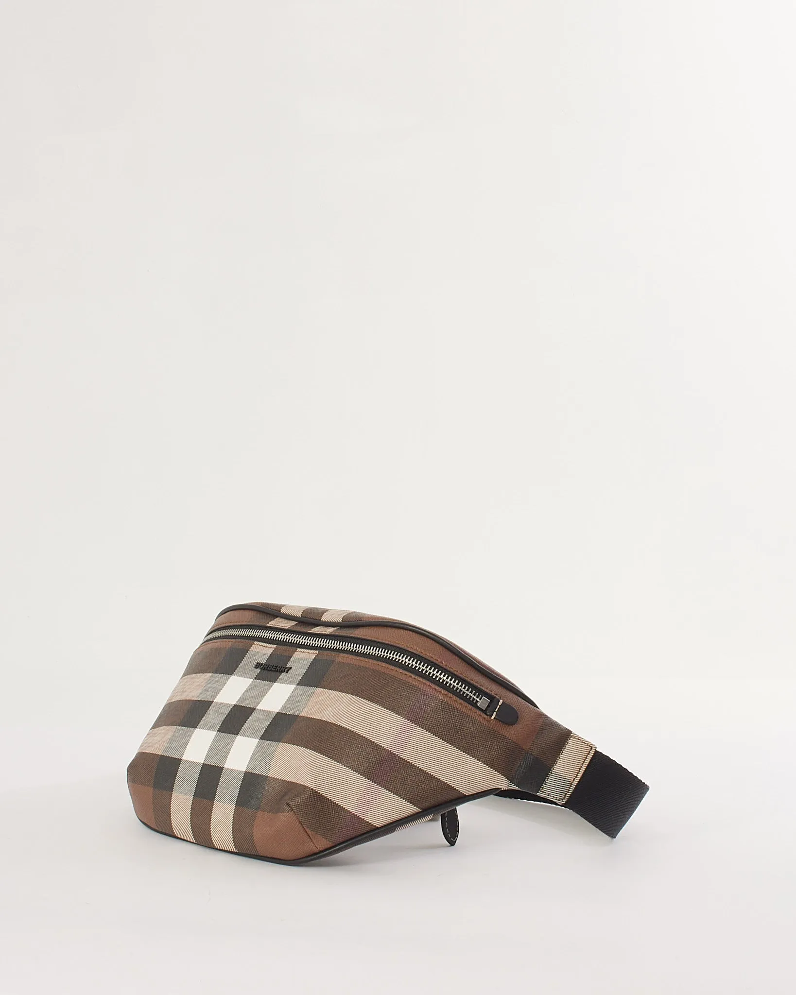Burberry Brown Canvas Exaggerated Check Cason Bum Bag