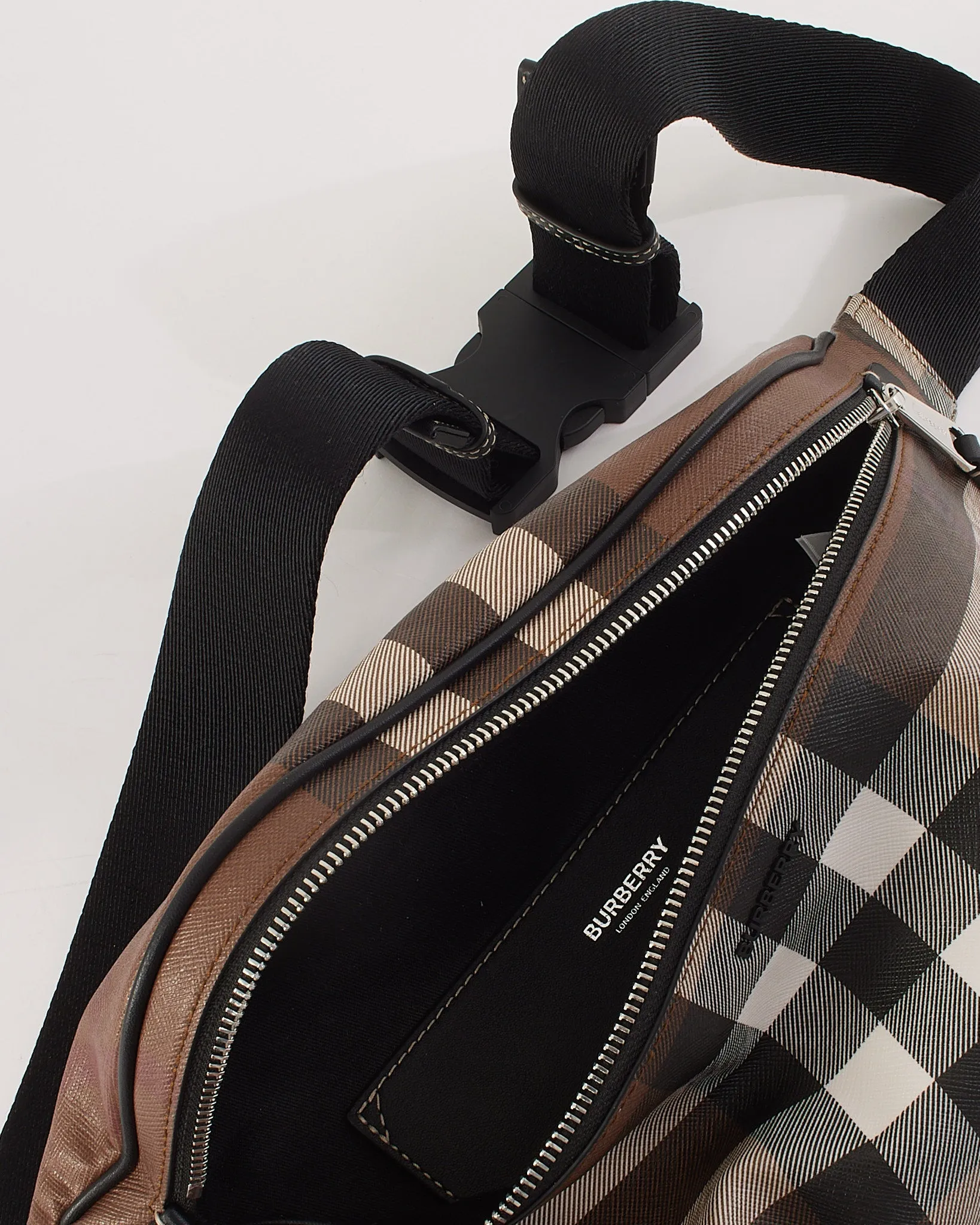Burberry Brown Canvas Exaggerated Check Cason Bum Bag