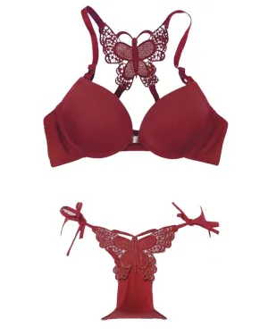 Butterfly Sexy Bra Panty Sets - Maroon
