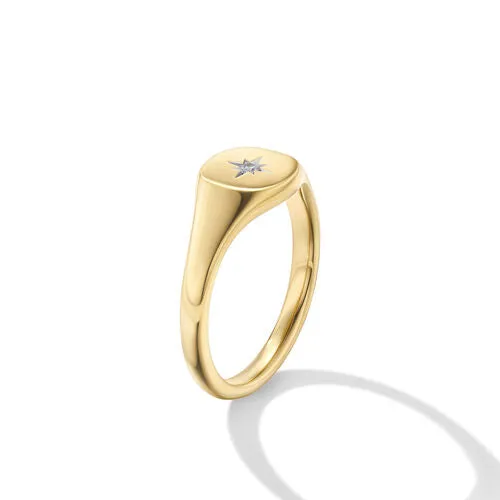 Cable Collectibles Starset Pinky Ring in 18K Yellow Gold with Diamond, Size 4