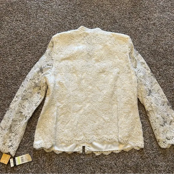 Cachet women’s 18W white floral jacket formal bridal elegant top lace sheer NWT