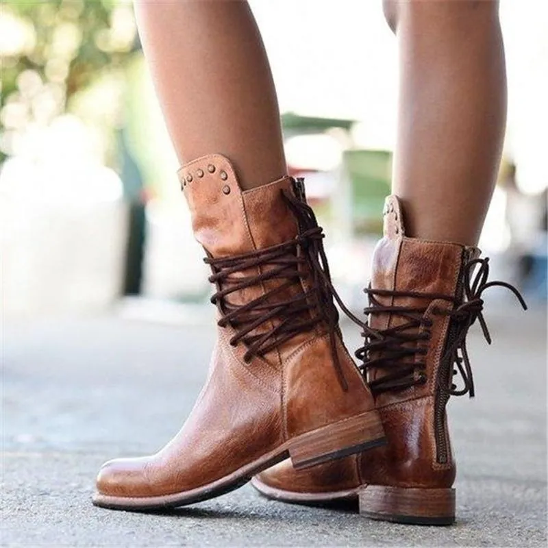 Cameron - Leather Lace-Up Boots