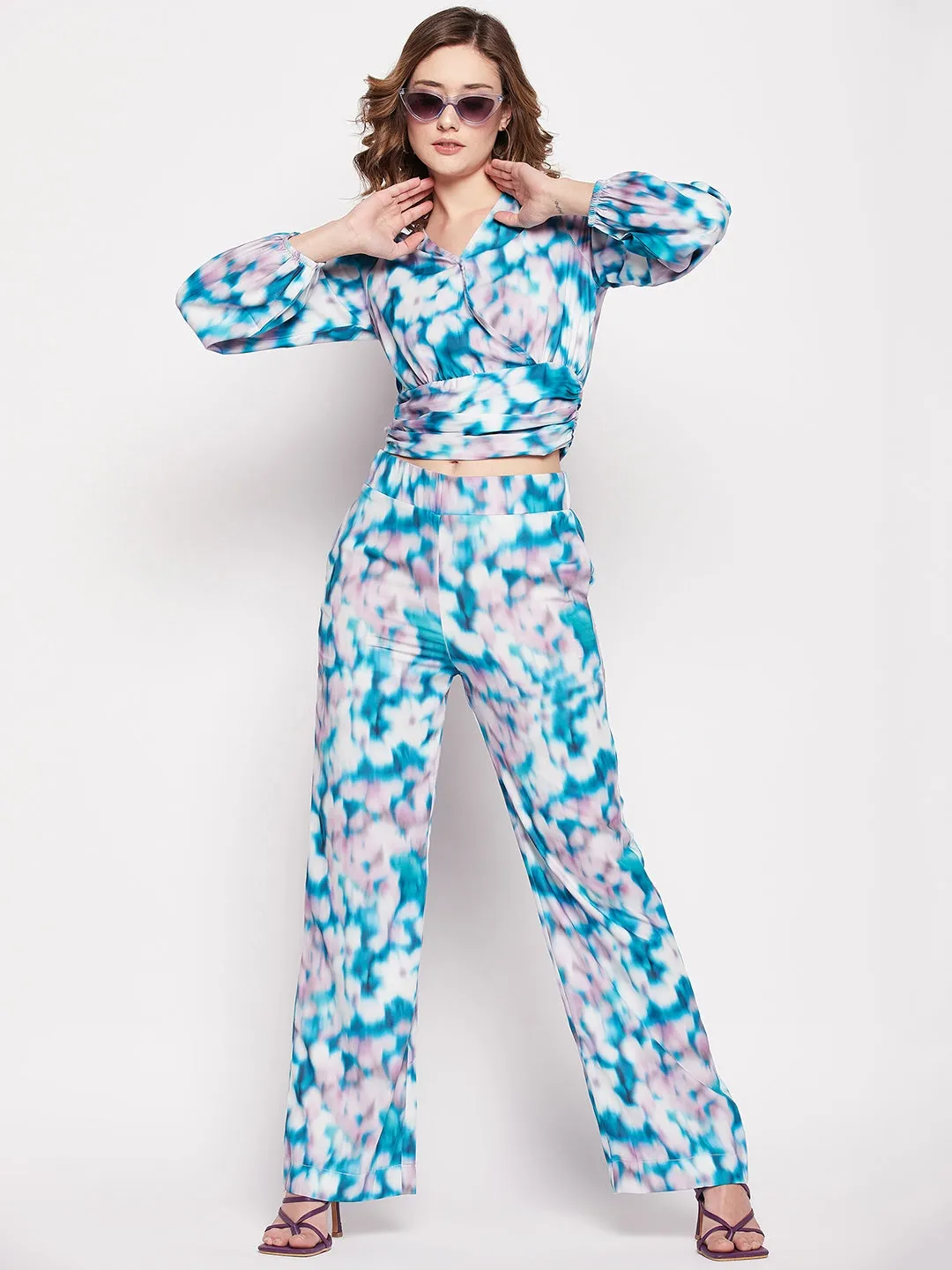 Camla Barcelona Green Printed  Smocked Co-Ord Set