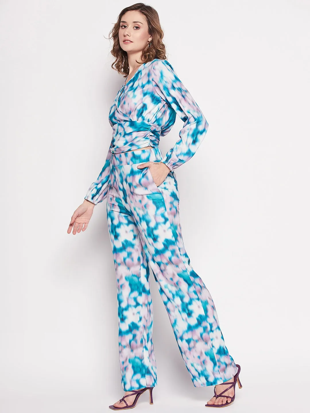 Camla Barcelona Green Printed  Smocked Co-Ord Set