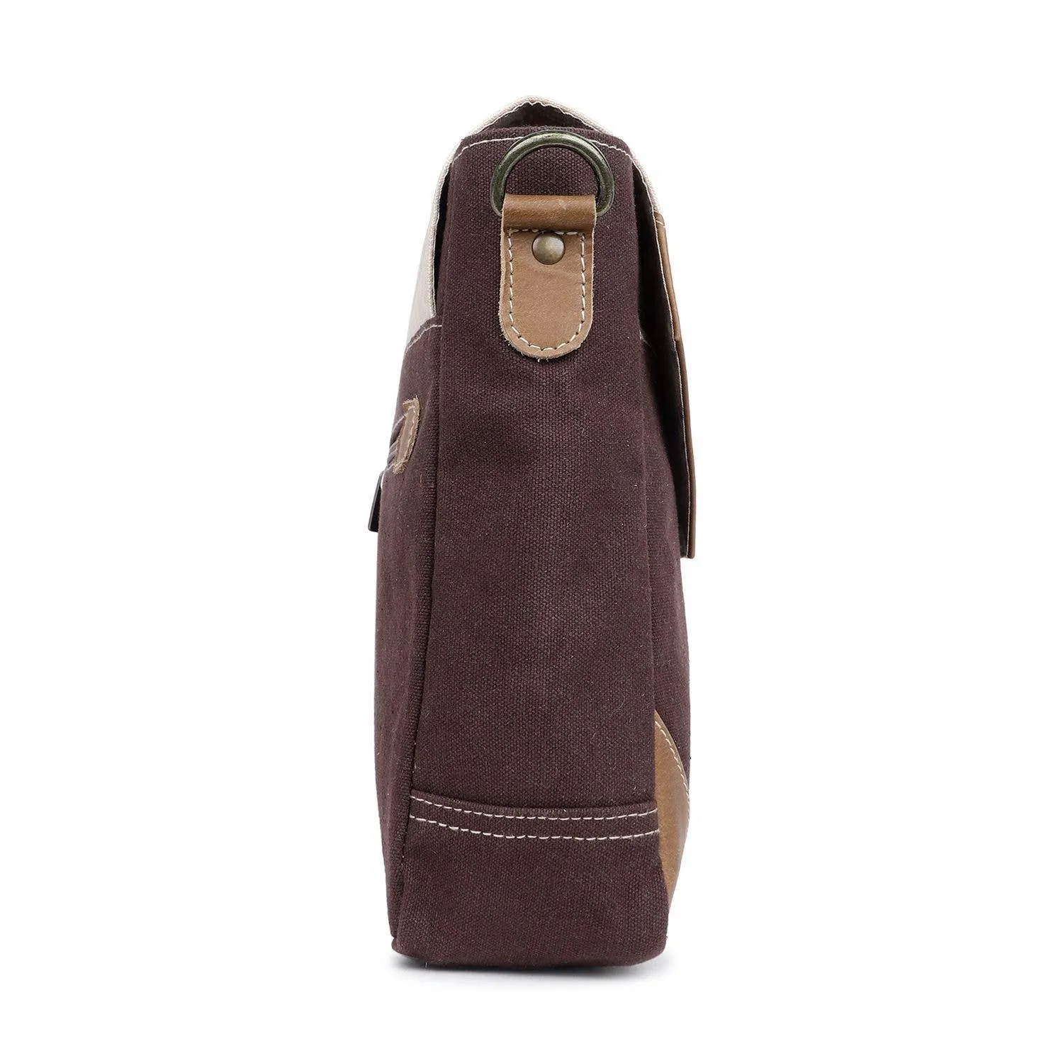 Canvas & Leather Crossbody Bag - Isabelline/Van Dyke