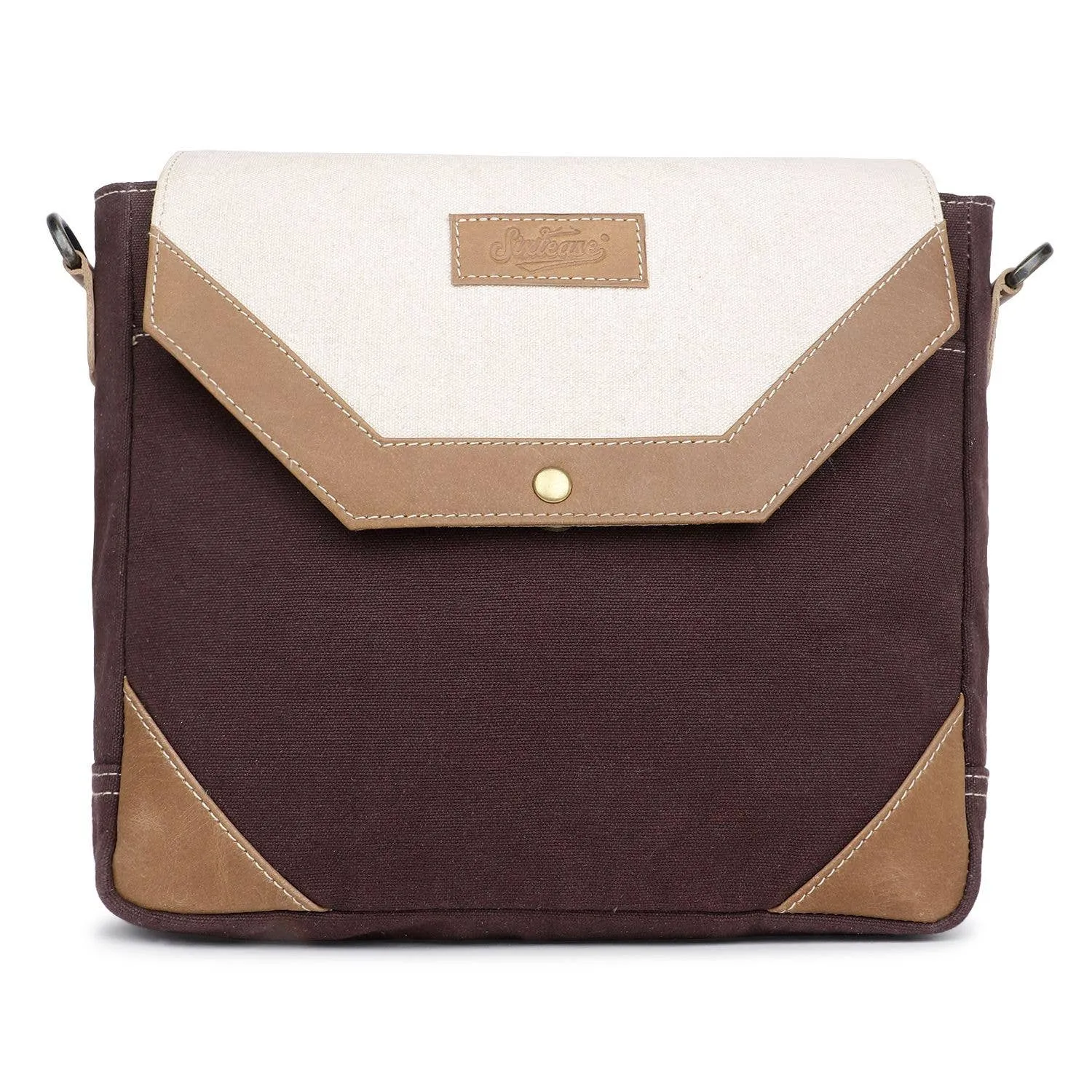 Canvas & Leather Crossbody Bag - Isabelline/Van Dyke